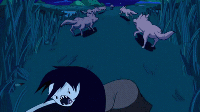A Cartoon Of A Girl Being Attacked By Wolves GIF