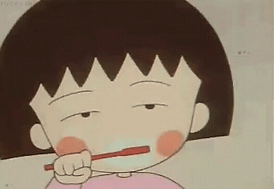 A Cartoon Of A Girl Brushing Her Teeth With A Toothbrush GIF