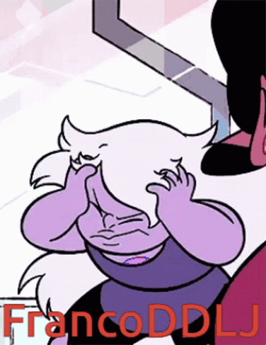 A Cartoon Of A Girl Covering Her Eyes With Her Hands With Francoddlj Written In Red GIF