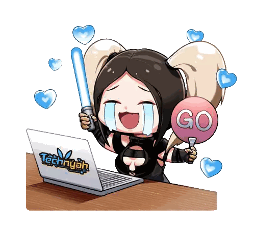 A Cartoon Of A Girl Crying Next To A Laptop That Says Technyah Sticker
