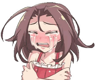 A Cartoon Of A Girl Crying With Tears Running Down Her Face Sticker