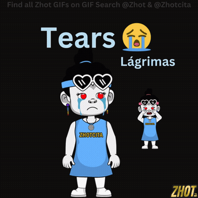 A Cartoon Of A Girl Crying With The Words Tears Lagrimas GIF