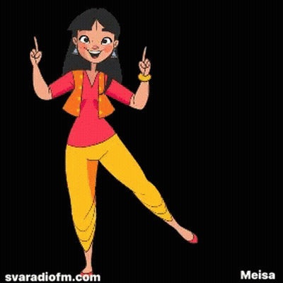 A Cartoon Of A Girl Dancing With The Name Meisa On The Bottom GIF