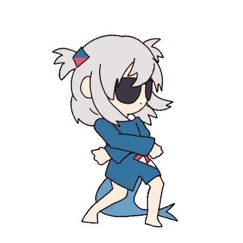 A Cartoon Of A Girl Dressed As A Shark Wearing Sunglasses Sticker