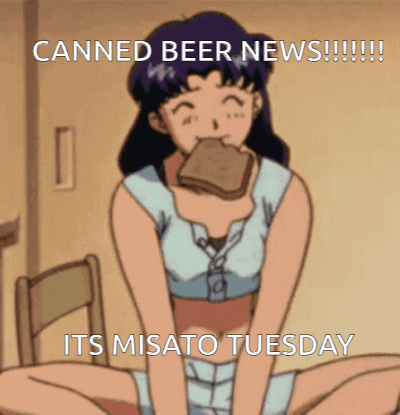 A Cartoon Of A Girl Eating A Sandwich With The Words Canned Beer News GIF