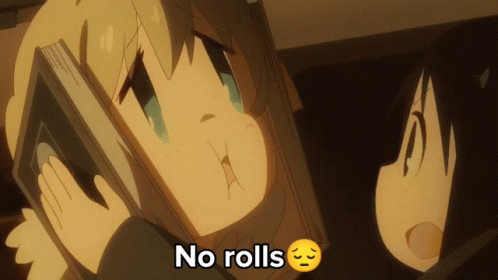 A Cartoon Of A Girl Holding A Book With The Words No Rolls Below It GIF