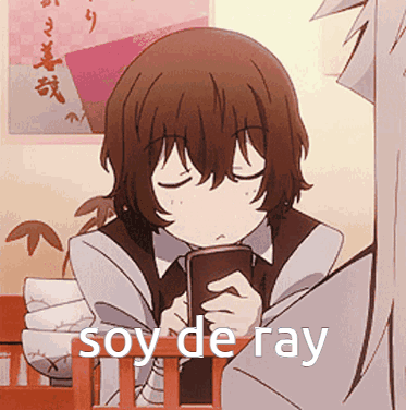 A Cartoon Of A Girl Holding A Book With The Words Soy De Ray Above Her GIF