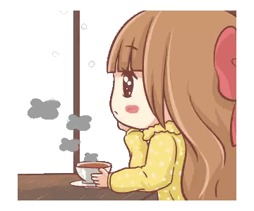 A Cartoon Of A Girl Holding A Cup Of Coffee Looking Out A Window Sticker