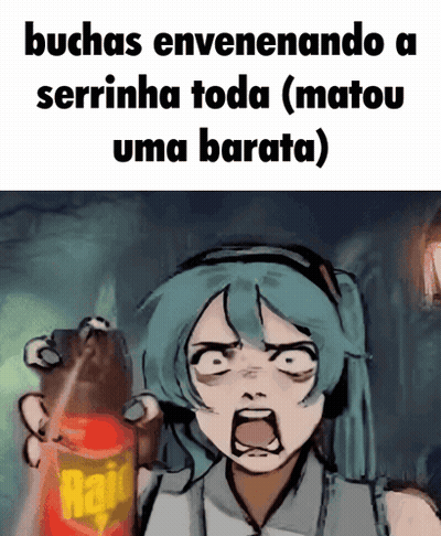 A Cartoon Of A Girl Holding A Raid Can GIF