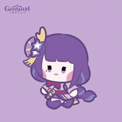 A Cartoon Of A Girl Holding A Sword With The Genshin Impact Logo In The Background GIF