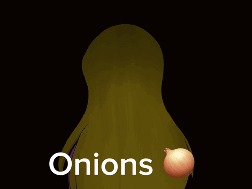 A Cartoon Of A Girl Holding An Onion With The Word Onions Written Below Her GIF