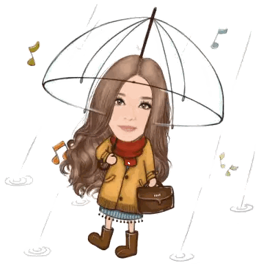 A Cartoon Of A Girl Holding An Umbrella And A Purse In The Rain Sticker