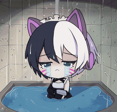 A Cartoon Of A Girl In A Bathtub With Tears Running Down Her Face GIF