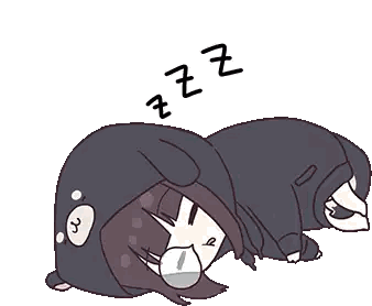 A Cartoon Of A Girl In A Bear Costume Sleeping On The Ground . Sticker