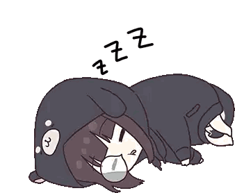A Cartoon Of A Girl In A Bear Costume Sleeping On The Ground . Sticker
