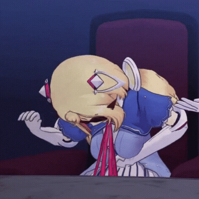 A Cartoon Of A Girl In A Blue And White Outfit GIF