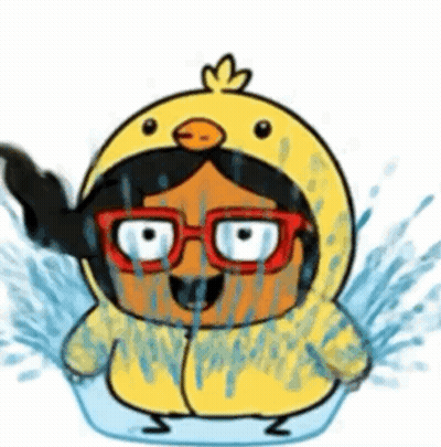 A Cartoon Of A Girl In A Chicken Costume GIF