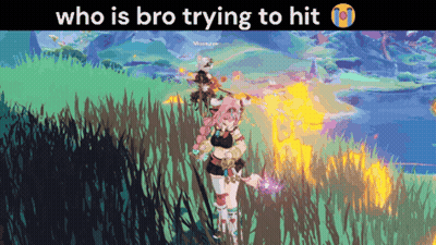 A Cartoon Of A Girl In A Field With The Words `` Who Is Bro Trying To Hit '' On The Bottom . GIF