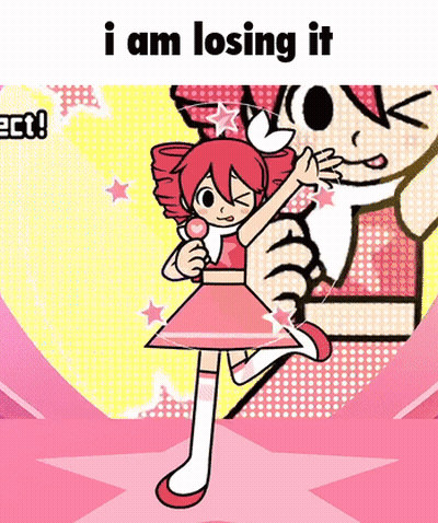 A Cartoon Of A Girl In A Pink Dress With The Words I Am Losing It GIF
