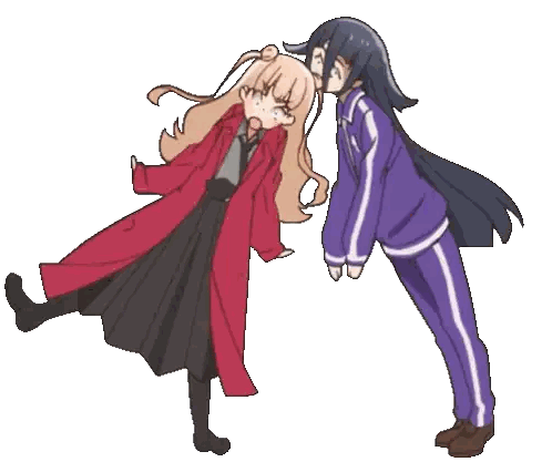 A Cartoon Of A Girl In A Red Coat And A Boy In Purple Pants Sticker