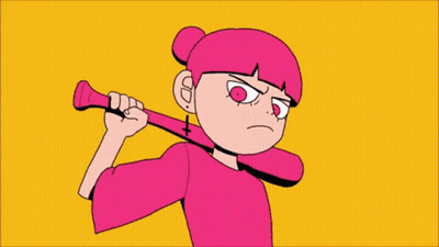 A Cartoon Of A Girl In A Red Hoodie Laying On The Ground GIF
