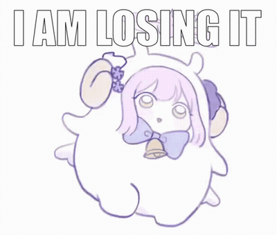 A Cartoon Of A Girl In A Sheep Costume With The Words `` I Am Losing It '' GIF