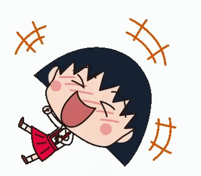 A Cartoon Of A Girl Laughing With Her Eyes Closed And Her Tongue Out . GIF