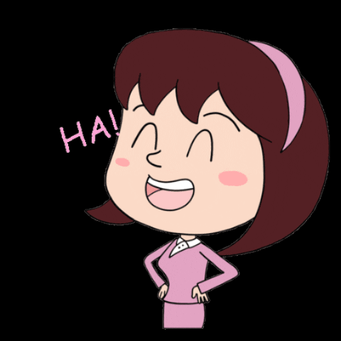 A Cartoon Of A Girl Laughing With The Words Hai Hai Hai Written Above Her GIF