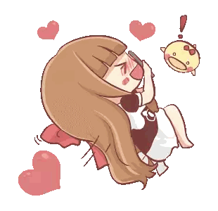 A Cartoon Of A Girl Laying Down Holding A Phone Sticker