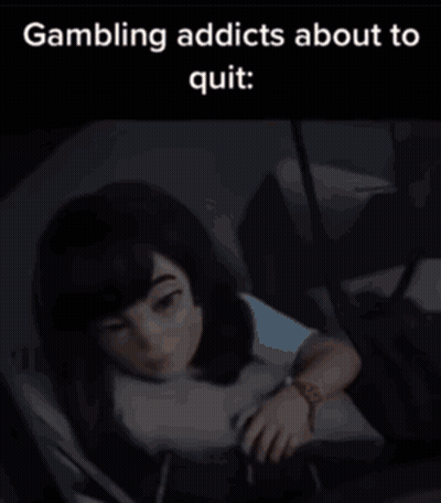 A Cartoon Of A Girl Laying On A Bed With The Caption Gambling Addicts About To Quit . GIF