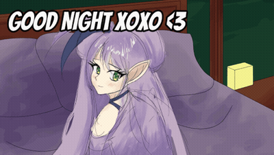 A Cartoon Of A Girl Laying On A Bed With The Words Good Night Xoxo < 3 Above Her GIF
