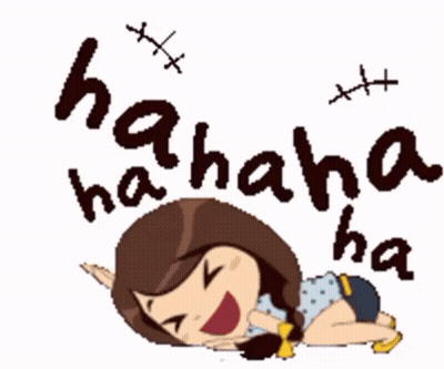 A Cartoon Of A Girl Laying On The Floor With The Words '  Hahaha Ha Ha Ha ' Above Her GIF