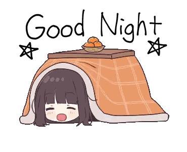 A Cartoon Of A Girl Laying Under A Blanket With The Words Good Night Above Her Sticker