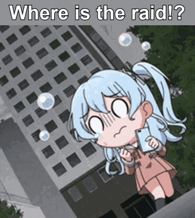 A Cartoon Of A Girl Looking Up At A Building With The Words Where Is The Raid GIF