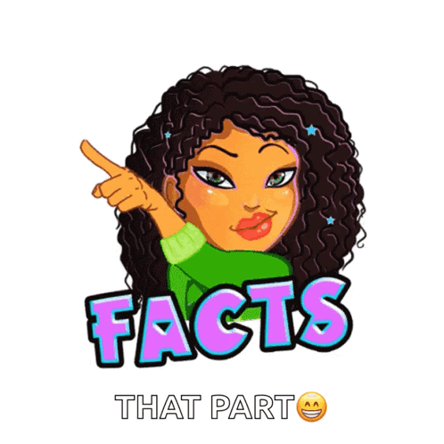 A Cartoon Of A Girl Pointing At The Word Facts GIF