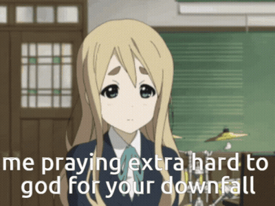 A Cartoon Of A Girl Praying For God For Her Downfall GIF