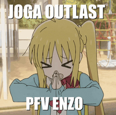 A Cartoon Of A Girl Praying With The Words Joga Outlast Pfv Enzo GIF