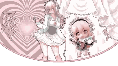 A Cartoon Of A Girl Singing Into A Microphone And A Girl Holding A Guitar Sticker