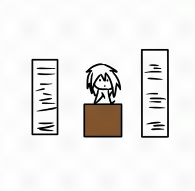 A Cartoon Of A Girl Sitting On A Box Next To A Ruler . GIF