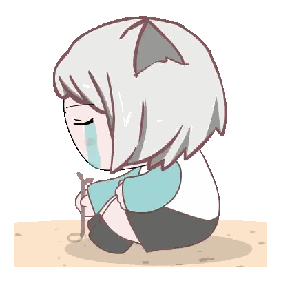A Cartoon Of A Girl Sitting On The Ground With Her Eyes Closed And A Stick In Her Hand Sticker