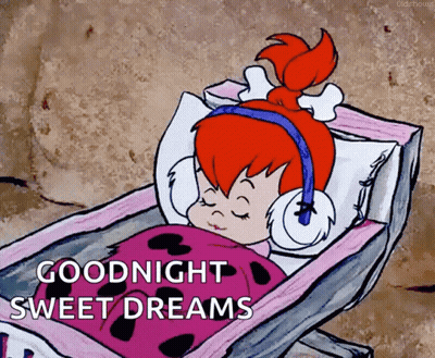 A Cartoon Of A Girl Sleeping In A Bed With The Words Goodnight Sweet Dreams Below Her GIF
