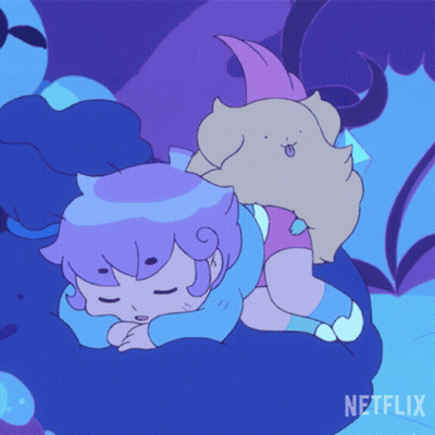 A Cartoon Of A Girl Sleeping Next To A Cat With A Netflix Logo In The Corner GIF