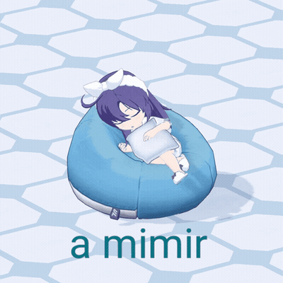 A Cartoon Of A Girl Sleeping On A Bean Bag Chair With The Words A Mimir Below Her GIF