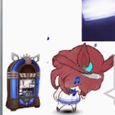 A Cartoon Of A Girl Standing Next To A Jukebox GIF