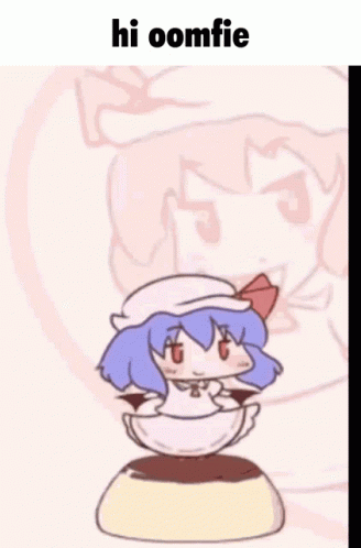 A Cartoon Of A Girl Standing On Top Of A Pudding With The Caption Hi Oomfie GIF