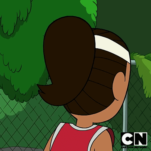 A Cartoon Of A Girl Wearing A Headband With Cn Written On It GIF