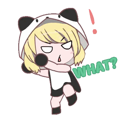 A Cartoon Of A Girl Wearing A Panda Costume With The Word What Written Below Her Sticker
