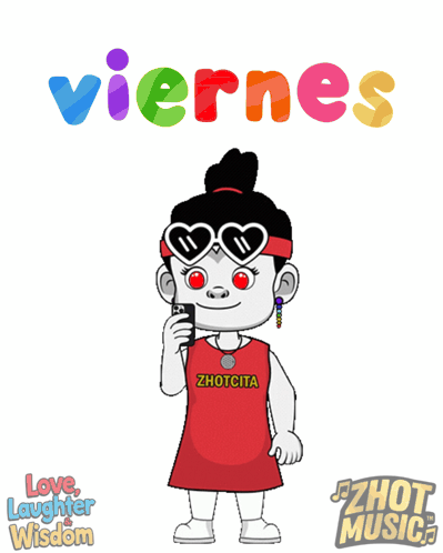 A Cartoon Of A Girl Wearing A Red Shirt That Says Zhoucita GIF