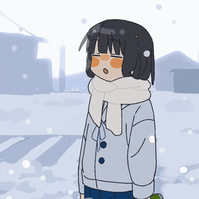 A Cartoon Of A Girl Wearing A Scarf And A Jacket GIF