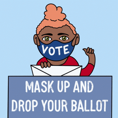 A Cartoon Of A Girl Wearing A Vote Mask GIF